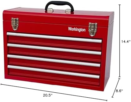 Workington Portable Metal Tool Chest with 4 Drawers, 20" 4-Drawer Tool C...