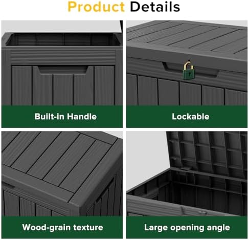 EasyUp 45 Gal Waterproof Outdoor Storage Box UV Resistant Deck Box