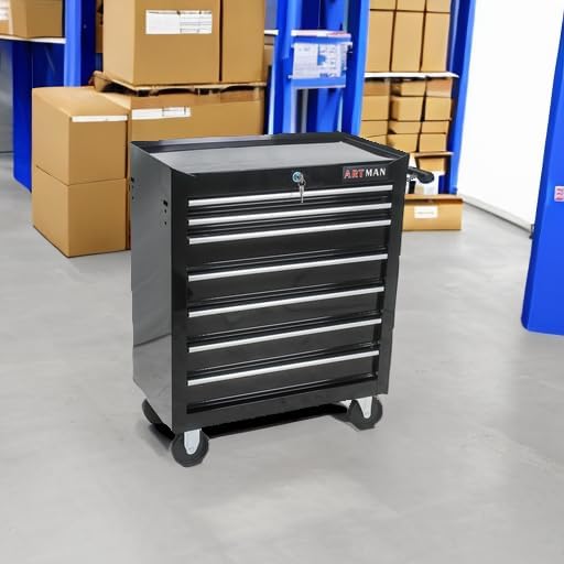 7 Drawers Rolling Tool Chest on Wheels, Multifunctional Tool Cart Tool Storag...