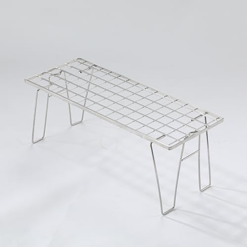 CAMPINGMOON Foldable Mesh Camping Rack Stackable Camp Storage Shelf Fire Pit ...