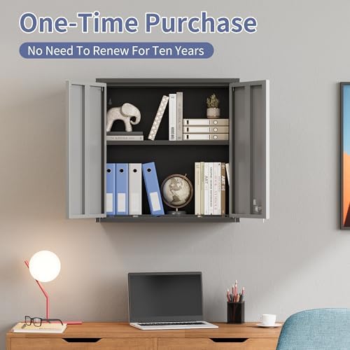 Garage Wall Cabinet, Metal Garage Cabinets with 2 Doors and Adjustable Shelf,...