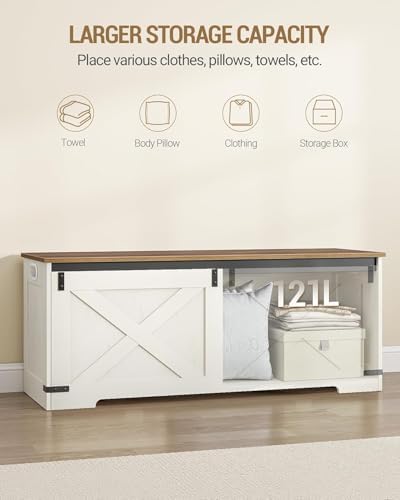 Hzuaneri 47" Farmhouse Storage Chest and Bench | 59 Gal | 330lb Seat