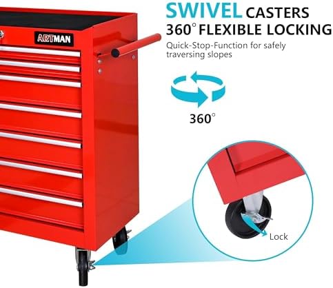 7 Drawers Rolling Tool Cart on Wheels, Multifunctional Organizer Tool Chest T...
