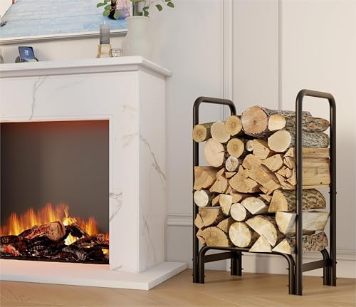 Fire Beauty Firewood Rack, Carbon Steel Log Holder for Indoor Outdoor Use