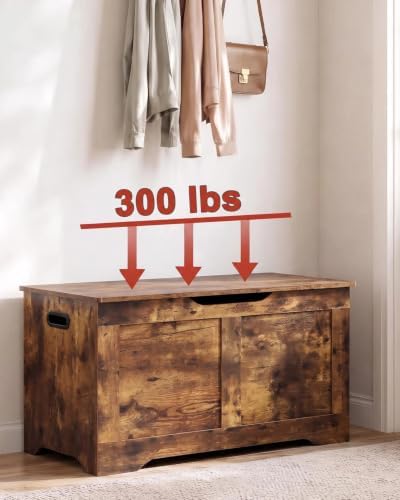 Timberer 31.5" Storage Chest with 2 Safety Hinges, Wooden Storage Trunk