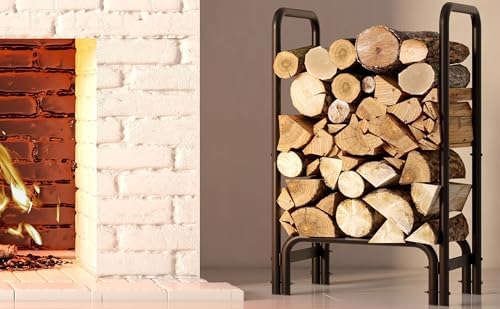 Fire Beauty Firewood Rack, Carbon Steel Log Holder for Indoor Outdoor Use