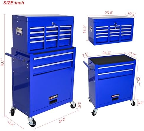RYH 8 Drawers Rolling Tool Chest & Tool Box on Wheels | Heavy Duty Metal ...