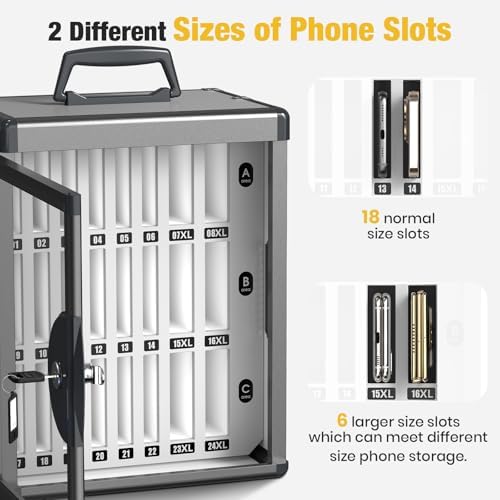 Glosen 24 Slots Cell Phone Storage Locker for Classroom, Portable Phone Locke...