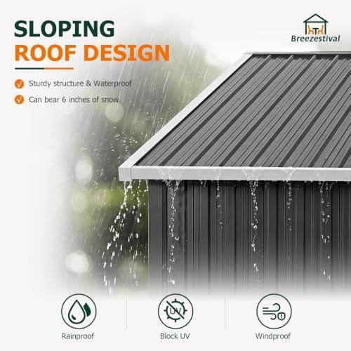 8x6FT Outdoor Storage Shed with Floor Black