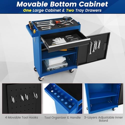 DREAMADE 5-Drawer Tool Chest Combo, Rolling Tool Cabinet w/Detachable Top Too...