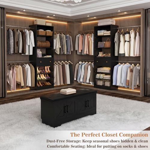 Armocity 43.3" Farmhouse Shoe Storage Bench with Cushion for Entryway