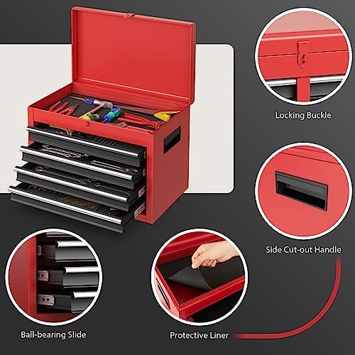 IRONMAX 2-in-1 Detachable Rolling Metal Tool Chest, 5 Drawers, Black & Red
