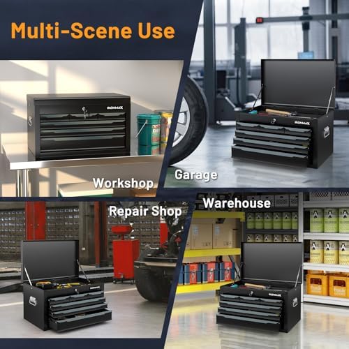 Goplus Tool Box, 24” 6-Drawers Steel Tool Chest w/Top Tool Tray,Automatic Loc...