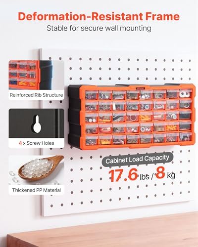 VEVOR 40-Drawer Storage Organizer, Plastic, Drawer Storage Cabinet for Garage...
