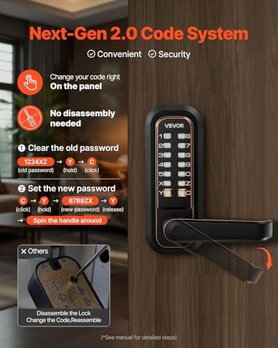 VEVOR Mechanical Keyless Entry Door Lock, 2.0 Code Upgrade, 4-7 Digits Code, ...