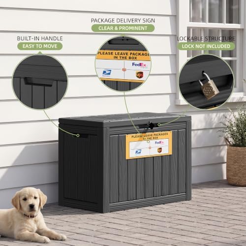 Package Delivery Box for Outside with Sign 50 Gallon (Black)