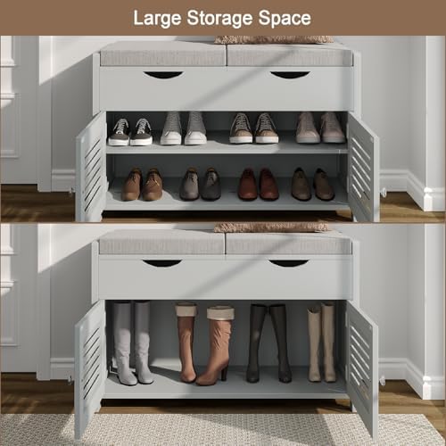 ChooChoo Shoe Storage Bench with Lift Top Storage & Cushioned Seats