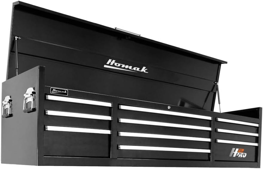 Homak H2PRO Series 72 Inch 10 Drawer Top Chest, Black BL02010720