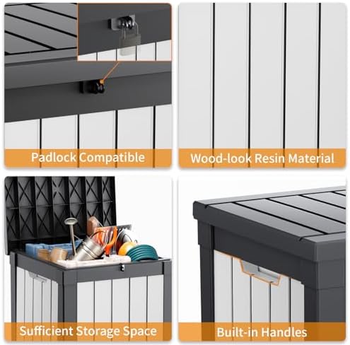 ROJIK Outdoor Storage Housing Deck Box - Waterproof Patio Furniture, Garden T...