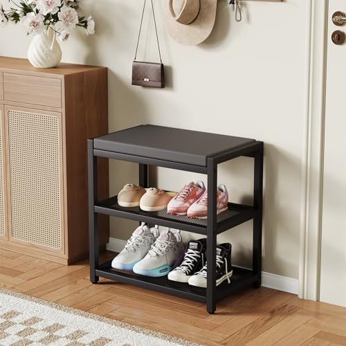 ZHOOGE Small Shoe Bench Shoe Rack Storage Bench Entryway Bench Shoe Shelf wit...