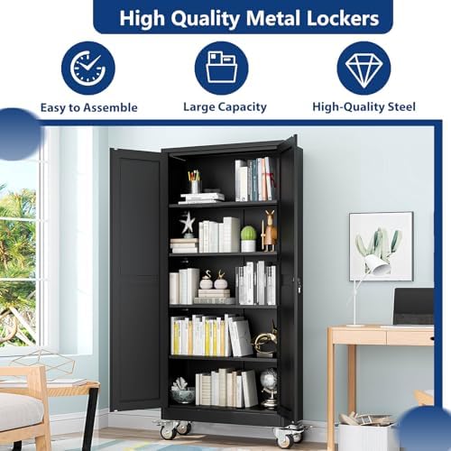 Ckzbx Metal Garage Storage Cabinet with Locking Doors and Adjustable Shelves,...