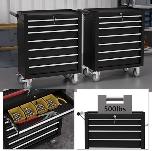 7-Drawer Tool Chest,Rolling Tool Cart with Wheels,High Capacity Tool Cabinet ...
