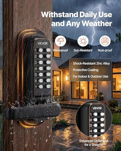 VEVOR Mechanical Keyless Entry Door Lock, 2.0 Code Upgrade, 4-7 Digits Code, ...