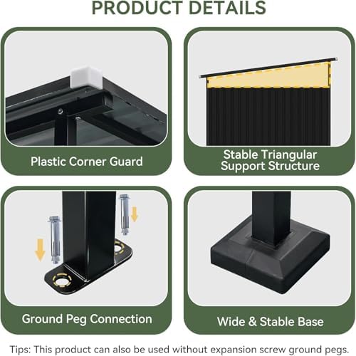 Aoxun 6x6FT Outdoor Shed Grill Shed, Grill Gazebo, Black