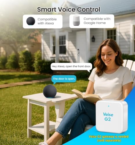 Veise VE07 Fingerprint Smart Deadbolt Lock, App Control, Fobs, Matte Black