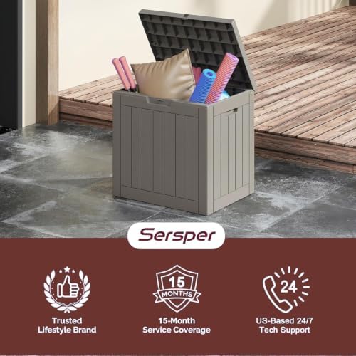 Sersper 30 Gallon Deck Box, Outdoor Lockable Storage Resin Box for Package-Sp...