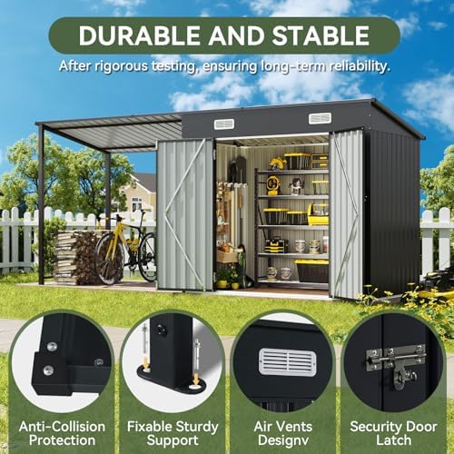 Aoxun 6x4FT Outdoor Storage Shed & Hardtop Gazebo with Magnetic Lights