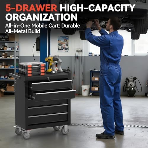 5-Drawer Rolling Tool Chest with Wheels, Metal Tool Storage Cabinet with Lock...
