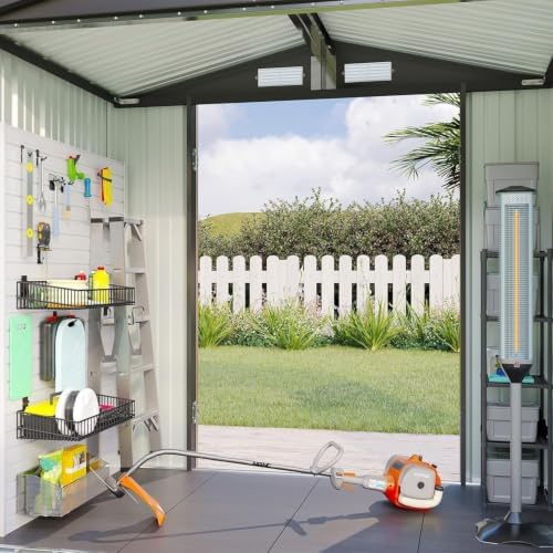 Aoxun 6x4FT Shed with Floor Galvanized Steel Outdoor Storage Shed (Brown)