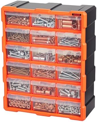 VEVOR 18-Drawer Storage Organizer, Plastic, Drawer Storage Cabinet for Garage...