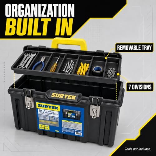 SURTEK Tool Box - 21" x 11" x 10" Mobile Tool Carrier with Mou...