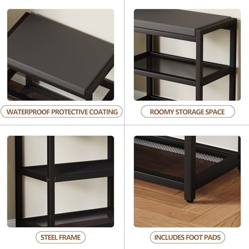 ZHOOGE Small Shoe Bench Shoe Rack Storage Bench Entryway Bench Shoe Shelf wit...