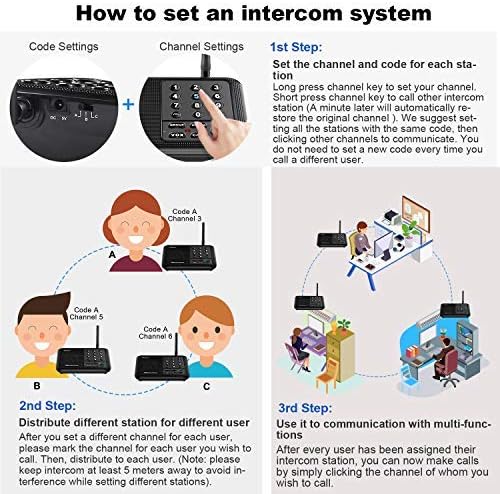 Wuloo Intercoms Wireless for Home 5280 Feet Range 10 Channel 3 Code, Wireless...
