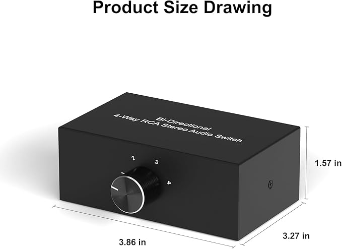 Dingsun 4-Way Stereo Audio Switcher, Bi-Directional Right and Left Channel