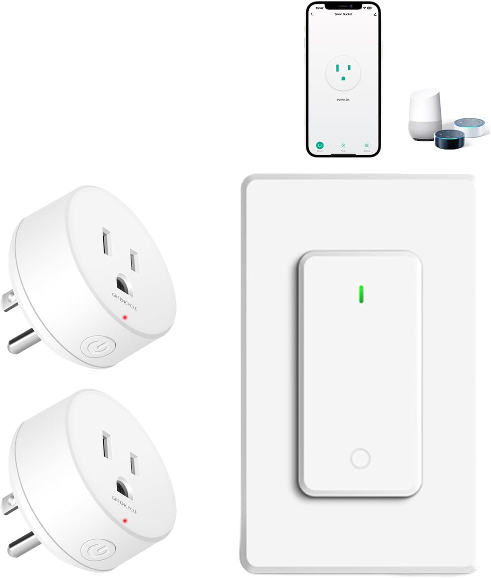 WiFi Smart Outlet Plug with Remote, Compatible with Alexa and Google Home via
