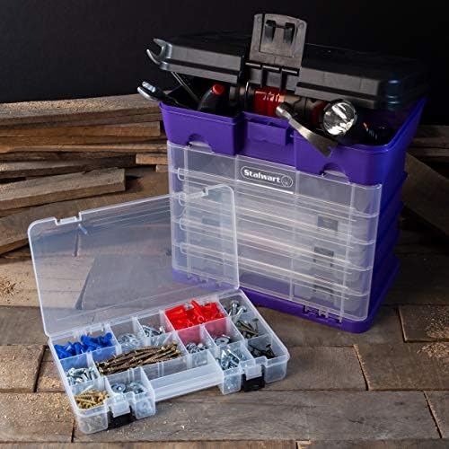 Storage and Tool Box-Durable Organizer Utility Box-4 Drawers with 19 Compartm...