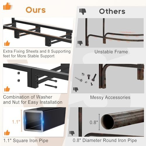 4ft Firewood Rack Outdoor with Waterproof Widened Cover