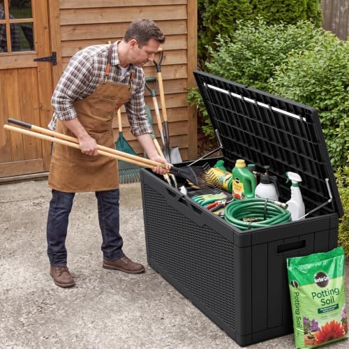 Flamaker Outdoor Storage Box 100 Gallon Waterproof Resin Deck Box