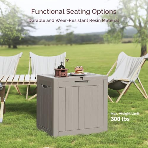 Sersper 30 Gallon Deck Box, Outdoor Lockable Storage Resin Box for Package-Sp...