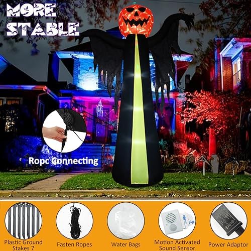 10.3Ft Halloween Inflatable Pumpkin Ghost, Halloween Blow Up Yard Decoration ...