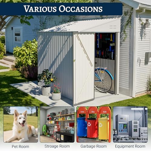 YOPTO 4x7 FT Outdoor Storage Shed Lean to Shed,Metal Shed W/Lockable Door &am...