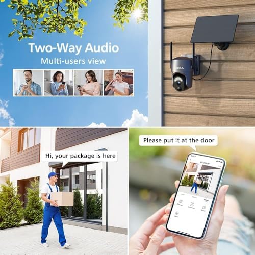 Xega Security Camera Wireless Outdoor 2K 360° PTZ Camera Solar