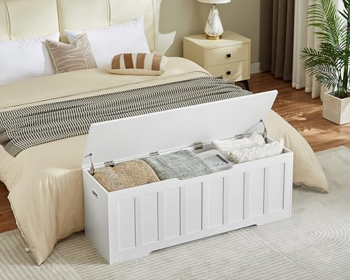 VANKILEY 51.2" Storage Chest Extra Large,Wooden Storage Bench,White