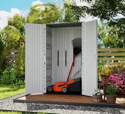 HOMSPARK Storage Shed Weather Resistance, Multi-Purpose Outdoor Storage Cabin...