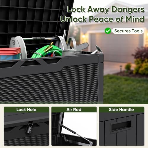 Flamaker Outdoor Storage Box 100 Gallon Waterproof Resin Deck Box