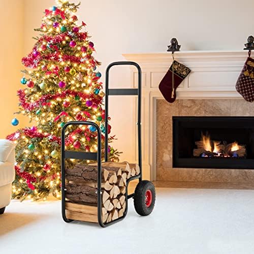 S AFSTAR Indoor Outdoor Firewood Cart, 3.6ft/44” Height Rolling Firewood Log ...